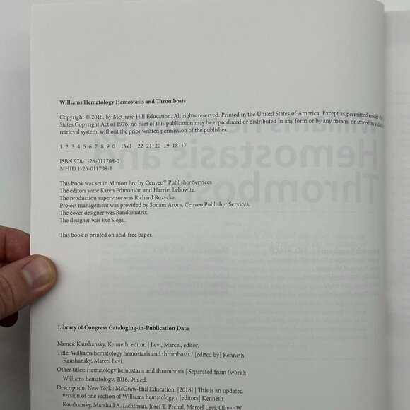 Williams Hematology Hemostasis and Thrombosis by Kenneth Kaushansky Paperback - Picture 9 of 11